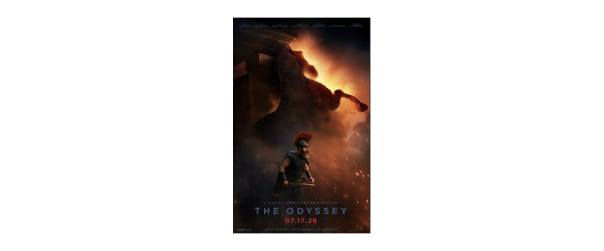 Affiche officielle de L’Odyssée de Christopher Nolan, en format compact sur fond transparent